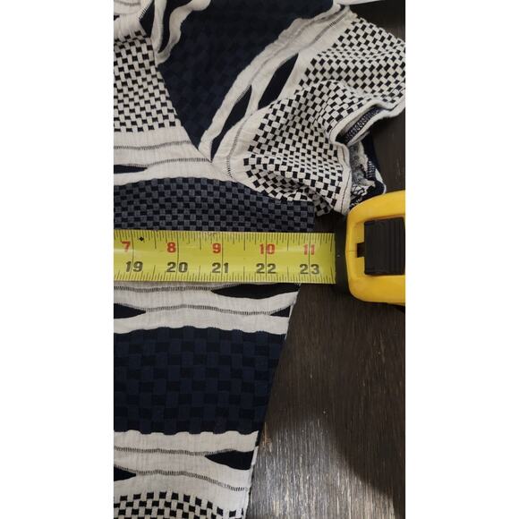 Soprano Blue White Striped Short Sleeve Shift Dress Midi Plus Sz 3X Sexy Stretch - Picture 3 of 7